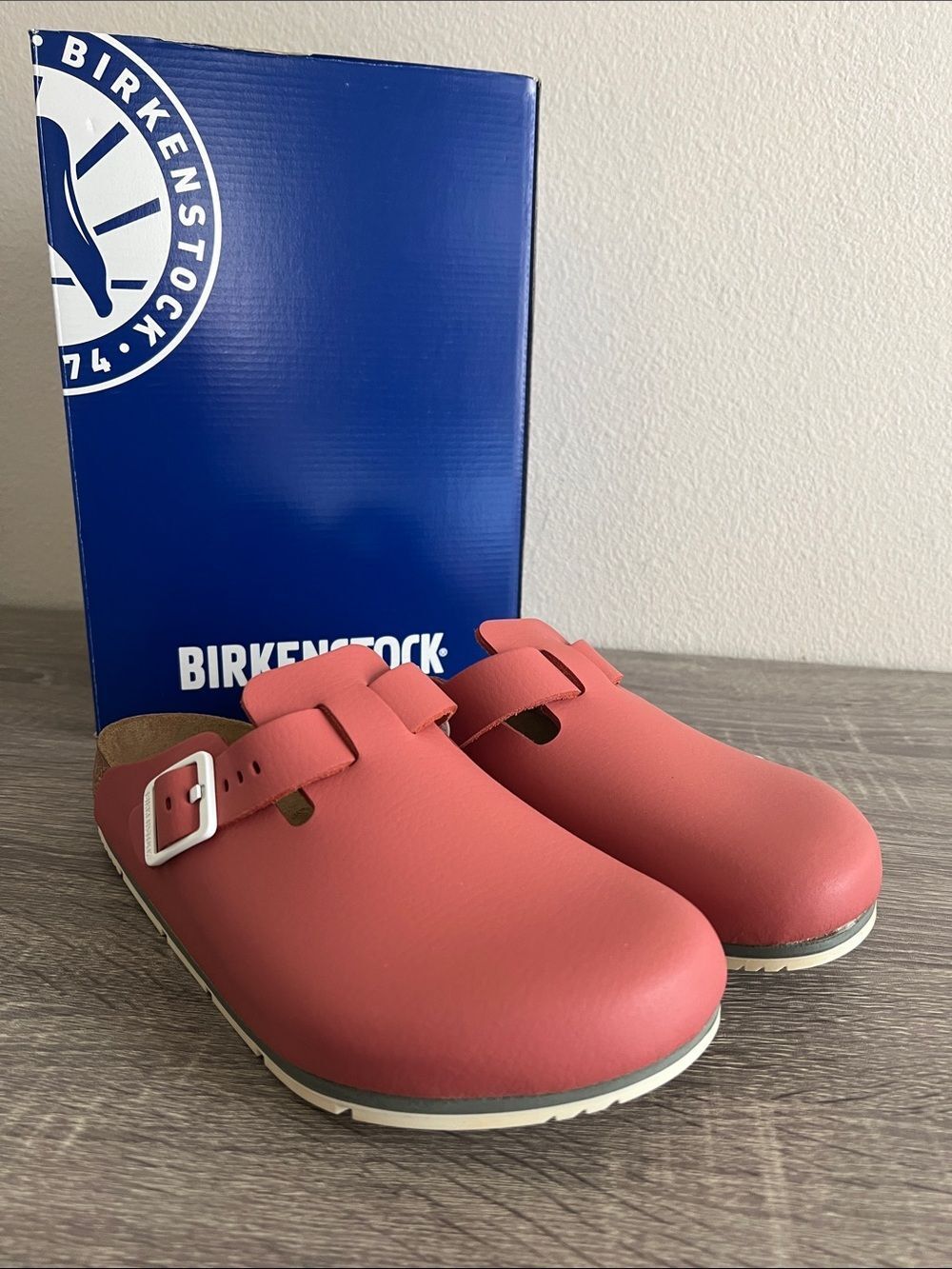 New Birkenstock Boston Pro Mars Red Leather Clogs Slip Resistant Work Shoes 39/8